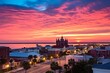 Captivating Pensacola Sunset: Colorful Skyline and Architecture with Gulf Coast in View (AR 3:2): Generative AI