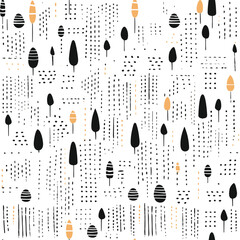 Sticker - Minimalist doodle seamless pattern. Creative abstract cute trendy style. Texture design modern with basic shapes. Simple kawaii doodle art for print wallpaper, background, fabric, textile.