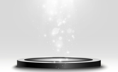 Wall Mural - podium, pedestal or platform, illuminated by spotlights in the background. vector illustration. brig