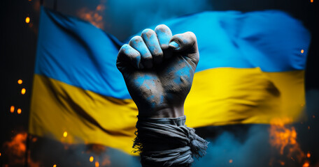 Ukrainian Flag and Clenched Fist: Symbol of Unity