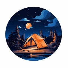 Wall Mural - an image showing the tent with a fire place in the moon