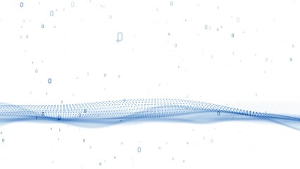Wall Mural - Digital technology waves with binary numbers loop animation on white background.