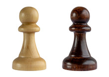 Chess Pawns Isolated Black And White Wooden Chessman Pieces On Transparent Background