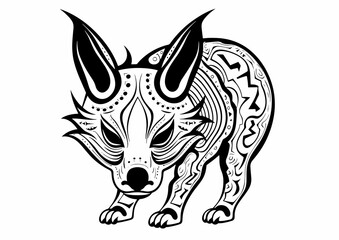 Wall Mural - Fox Coyote Jackal Dog Phoenix Print Tattoo Stamp Mandala Pattern