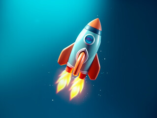 Wall Mural - rocket on a blue background. generative ai