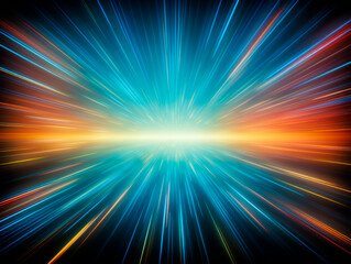Wall Mural - abstract background with blue and orange rays and space for your text. generative ai