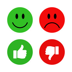 Wall Mural - thumb up and thumb down. smiley icon