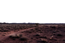 Vast Dry Flat Alien Landscape Desert. Transparent Isolated PNG File. 
