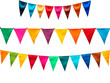 canvas print picture - Set of colorful party pennant triangles over isolated transparent background