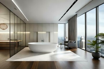  Minimalist style bathroom, interior design