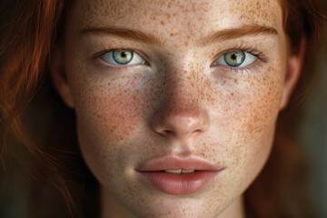 Wall Mural - Portrait of woman with freckles