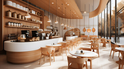 Poster - Interior of modern cafe, coffee shop Generative AI