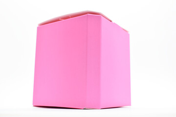 Wall Mural - pink paper box on white background, package for design