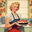 Woman with cake. Pinup. 