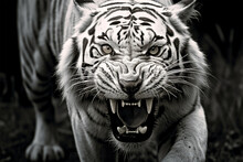 Image Of A Roaring Wild White Tiger