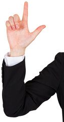 Digital png photo of hand of caucasian businessman on transparent background