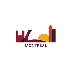 Wall Mural - Canada Montreal cityscape skyline city panorama vector flat modern logo icon. Canadian Quebec province emblem idea with landmarks and building silhouettes