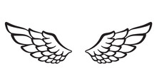 Hand Drawn Angel Wings Line Art 