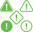 © M - green  Exclamation mark icons set in flat style. Danger alarm on white isolated background. Caution risk business concept. Hazard warning attention sign with exclamation mark symbol.