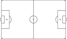 Soccer Field Line Style. Football Pitch. Black Outline Court And Stadium On White Background. Football Match, League Scheme. Vector