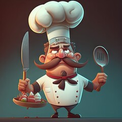 Chef cook character ai generated cartoon avatar