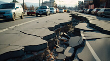 Earthquake Buildings Road Street Cracked Abondoned