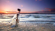 canvas print picture - romantische Nachricht aus der Flaschenpost am Meer