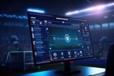 Fototapeta Panele - Virtual futuristic computer football simulator