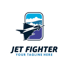 Sticker - Jet fighter logo template. Vector illustration.