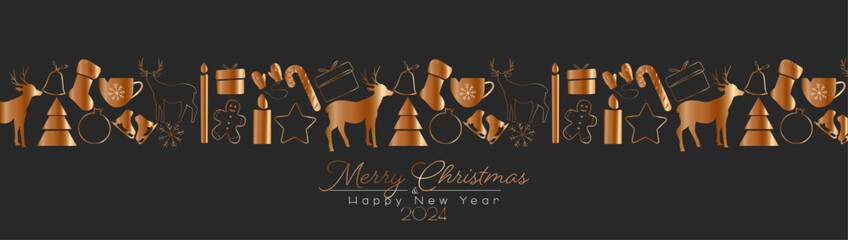 Wall Mural - Merry Christmas and Happy New Year 2024 banner.