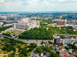 Wall Mural - Aerial drone view of Bucharest, Romania