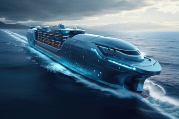 Futuristic cargo ship of the future.