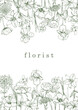 Flower Shop. Florist. Hand-drawn illustration of flowers. Ink. Vector 
