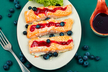 Wall Mural - Grilled salmon steak