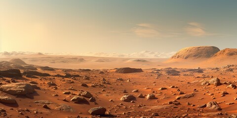 Wall Mural - ai generated. ai generative. mars planet galaxy surface landscape desert mountain outdoor landscape.