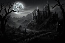 Pictures On Spooky Graves With Moonlight
