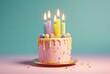 © LivroomStudio - Colorful birthday cake on pastel background. generative ai