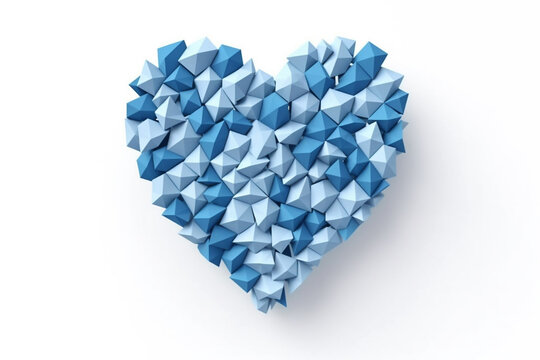 Wall Mural -  - Hexagon blue tones heart shaped on white background