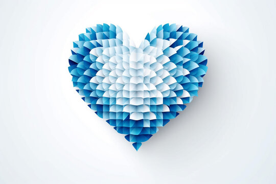 Wall Mural -  - Blue tones heart shaped on white background