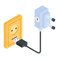 Poster - Easy to use isometric icon of charger 