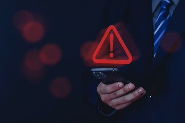 computer hack warning Concept of cyber attack on computer network malicious software