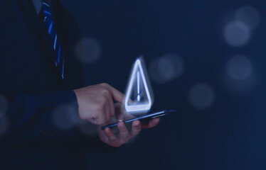 computer hack warning concept of cyber attack on computer network malicious software