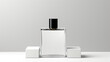 3d illustration mockup perfume container cologne blank glass on gray white background