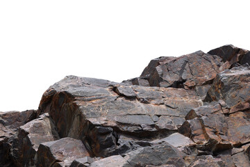 Wall Mural - Cliff Rock formation stone located part of the mountain rock isolated on white background.