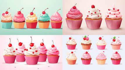 Poster - set of cupcakes