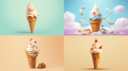 Canvas Print - ice cream set