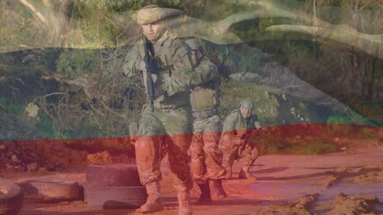 Poster - Animation of flag of russia over diverse soldiers