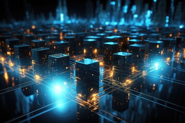 Abstract futuristic background Data Transfer. technology concept. Futuristic cyberspace background. Generative AI