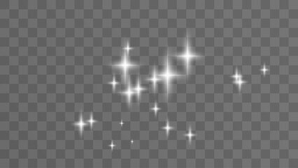 Wall Mural - Realistic white star dust light effect isolated on transparent. Stock royalty free vector illustration