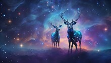 Deer In The Night Space Nebula Scifi